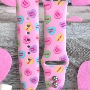 Valentines Conversation Hearts Print Silicone Apple Watch Band (38mm/40mm/41mm)